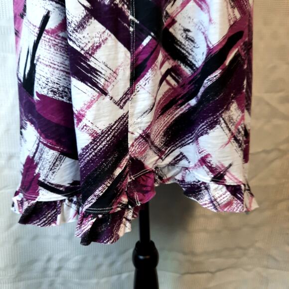 ZIM & ZOE WOMEN'S PLUS‎ 30/32 TUNIC TOP SHORT SLEEVE NEW RUFFLE HEM CASUAL PARTY - Picture 5 of 10